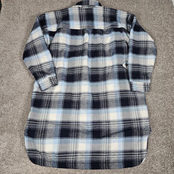 Duluth Folklore Flannel Insulated Duster Jacket Womens XL Blue Plaid - Picture 7 of 11